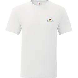 Fruit of the Loom Iconic 150 T-Shirt mit Vintage-Logo auf der Brust, weiß - Vintage-Logo klein, L