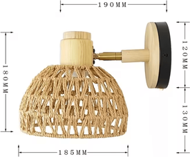 Inspire Curations Japanese Rattan Hemp Rope Wall Lamp type B without Light Bulb