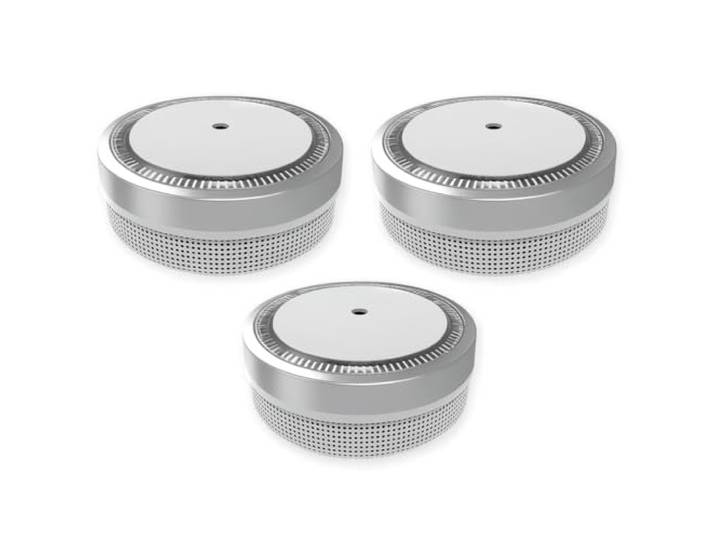 NEMAXX® M1-Mini Détecteur de Fumée/Avertisseur de Fumée Ø71\,6mm\,Photoélectrique\,sans Substance Radioactive\,EN14604 (AFNOR 0333)\,VDS G216020\, Alarme 85 DB\,3V Lithium\,Hush\,Jusqu’à 10 Ans – Argent – 3X