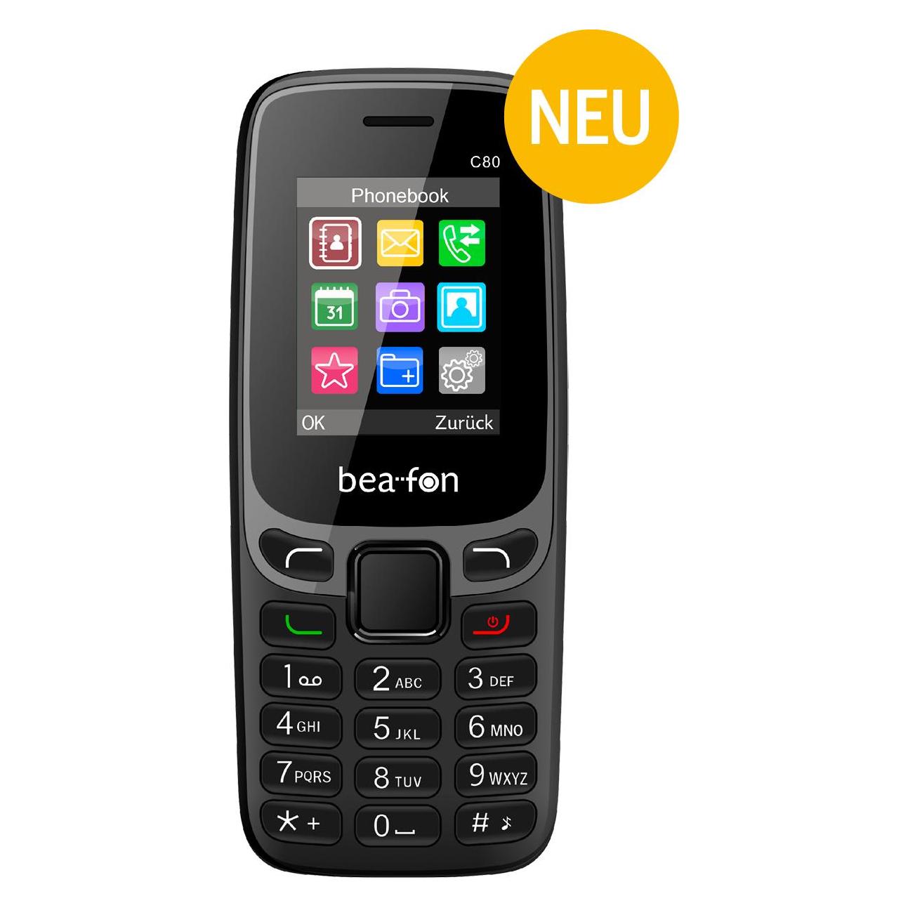 Bea-Fon C80 Classic Line, Feature Phone, schwarz, Dual SIM (1.77", 0.30 Mpx) (C80_EU003B)