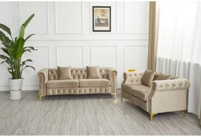AMERROBIL Velvet 2 Piece Loveseat and Sofa Living Room Set