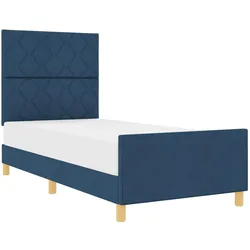 vidaXL, Bett, Bettgestell Blau 90x200 cm Stoff (90 x 200 cm)
