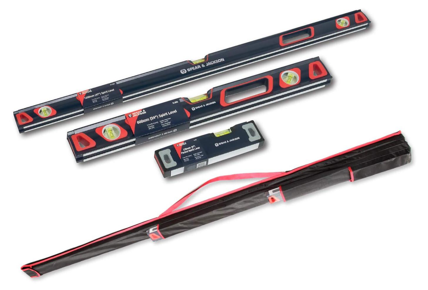 Spear & Jackson SL3PS waterpasset met op maat gemaakte schoudertas, 3-delig