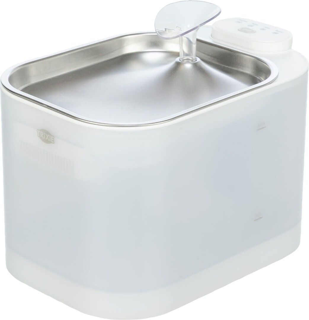 TRIXIE Aqua Square Trinkbrunnen für Hunde mit Bewegungserkennung und Edelstahltrinkschale