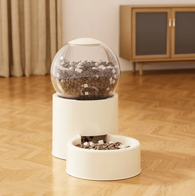 Inspire Curations ElevaFlow Automatic Pet Feeder & Water Dispenser With Neck Protection Design food Beige