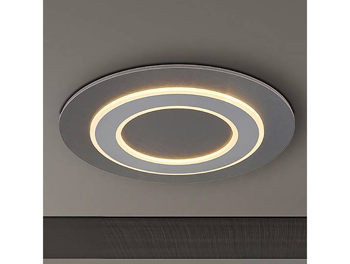Plafonnier LED Type A rond Ø 48cm Blanc/Gris 1 Fer brossé Acrylique LED non-remplaçables Module LED