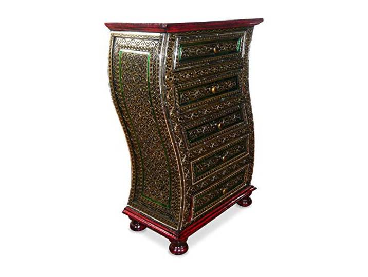 livasia Asiatischer Schrank aus Massivholz mit Glasmosaik – 50x30x85cm – Handgeschnitzte Kommode in edler Optik aus Akazienholz, hochwertig und nachhaltig hergestellt in Thailand
