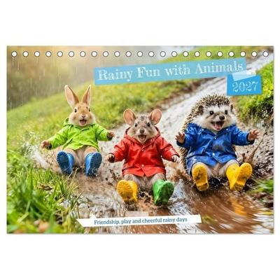 Rainy Fun with Animals - Friendship, play and cheerful rainy days (Desk Calendar 2027 DIN A5 landscape), CALVENDO 12 Month DeskCalendar