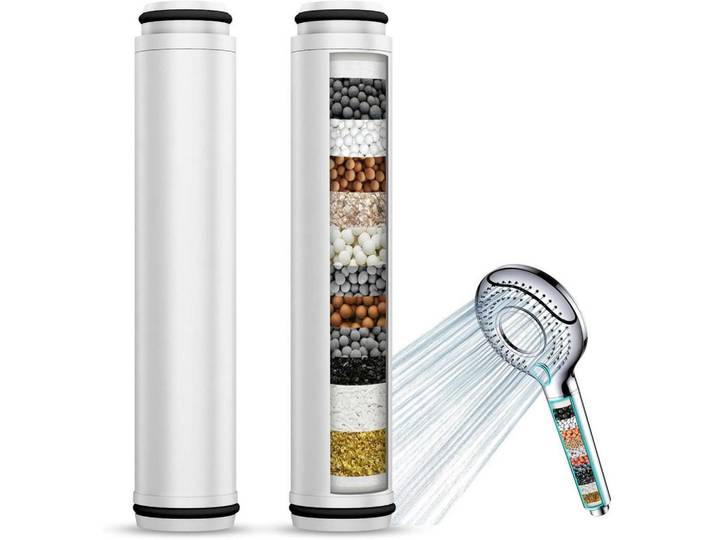 Ersatzfilter 2er-Pack für Handbrause mit 15 Schichten Filterung, Mehrfarbig, Kunststoff, 1x12.7x1 cm, Badezimmer, Baden & Duschen, Duschköpfe & Duschschläuche