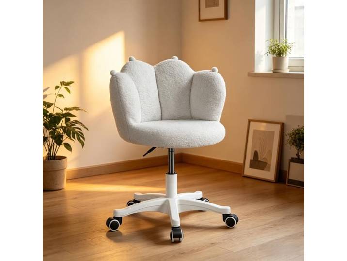 WILITTO Chaise de Coiffeuse Confortable - Dossier en Pétale - Rotation à 360° - Réglage en Hauteur - Flanelle