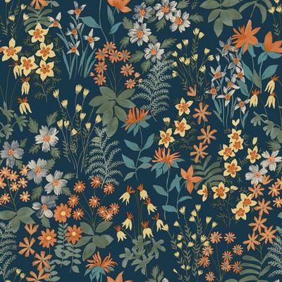 Galerie Wallcoverings Arcadia Collection Classical Floral Matte Finish Vinyl on Non-woven Wallpaper Roll