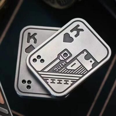 Inspired Living Magnetic Skull Push Slider Metal Fidget Toy Stress Relief EDC Spinner For Focus & Calm silver K