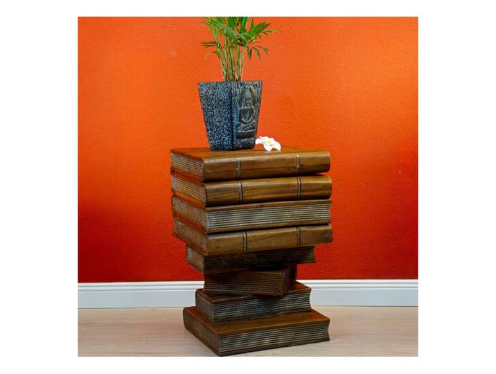 Kinaree Beistelltisch Suar Holz Beistelltisch Bücherstapel Sofatisch, Verstecktes Fach: Oberstes Buch lässt sich aufklappen.