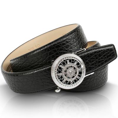 Ledergürtel ANTHONI CROWN, Damen, Gr. 80, schwarz, Leder, unifarben, Gürtel Ledergürtel, mit silberfarbener Automatik-Schließe und drehendem Steuerruder