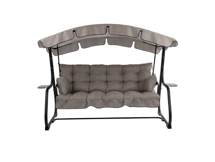 PATIO Hollywoodschaukel 3 Sitzer mit Liegefunktion Ravenna 170 cm mit Auflagen Seitenkissen Seitentischen Sonnendach beige