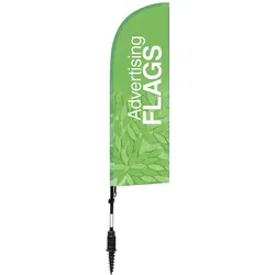 PREMIUM Beachflag WIND mit Bohrständer / Bodendübel, Fiberglas, inkl. bedrucktem Saum, Beachflag Dropflag