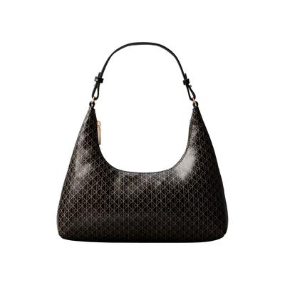 Schultertasche CALVIN KLEIN "AOP SHOULDER BAG", Damen, Gr. B/H/T: 28cm x 13cm x 7,5cm, schwarz (schwarz aop), Polyester, bedruckt, Taschen Schultertasche, Henkeltasche, Handtasche, Umhängetasche mit CK-Monogramm-Print