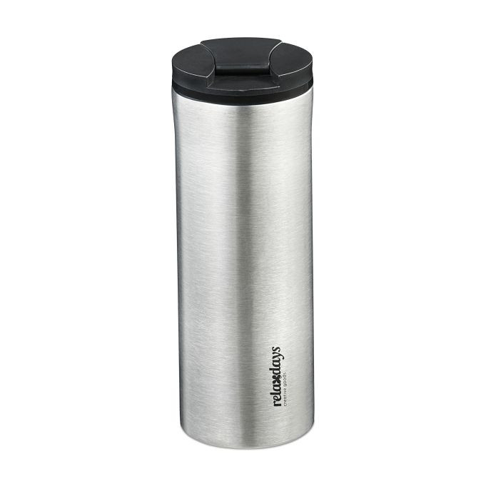 Relaxdays Isoleerbeker rvs 400 ml zilver/zwart