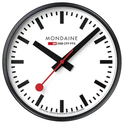 Mondaine A990.CLOCK.12SBB Wanduhr Quarz 25 cm Schwarz/Weiß