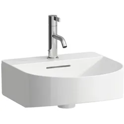LAUFEN SONAR Aufsatz-Handwaschbecken, 1 Hahnloch, mit Überlauf, 410x420mm, inklusive Ventilabdeckung, inklusive Schablone, weiß, H8163414001041, Farbe: Weiß mit LCC