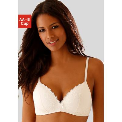 Bralette-BH NUANCE BY LASCANA "BH ohne Bügel, Spitzen-BH, Schalen-BH, Triangel-BH", Damen, Gr. 85, Cup A, beige (creme), Spitze, Obermaterial: 60% Polyamid, 35% Polyester, 5% Elasthan, BHs BH Spitzenwäsche Spitzen-BH Bralette Triangel-BH...