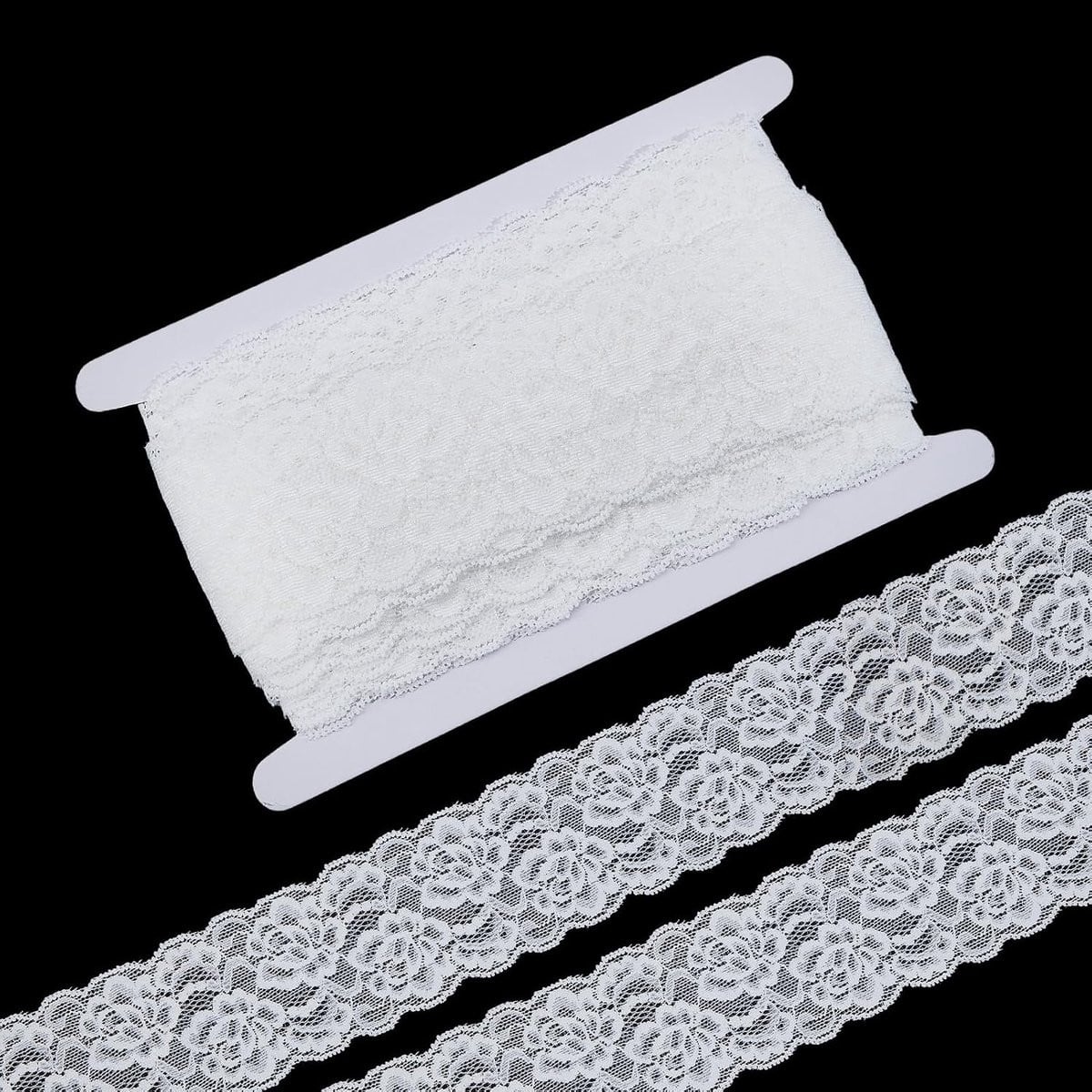 Wit bloemenkant lint van polyester, 6 cm breed, rekbare kanten rand voor bruiloften en decoratie