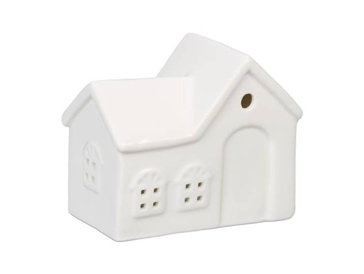 Relaxdays Photophore en Forme de Maison\, pour 1 Bougie Chauffe-Plat\, H x L x P : 9 x 11 x 6 cm\, Blanc