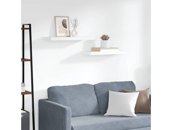 vidaXL Schwebende Wandregale 2 Stk. Weiß 60x23,5x3,8cm MDF