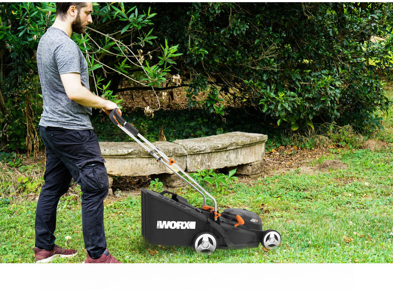 Worx Akku-Rasenmäher WP733E 20 V 33 WG733E Schnittbreite inkl. 4 Ah Akku und Ladegerät