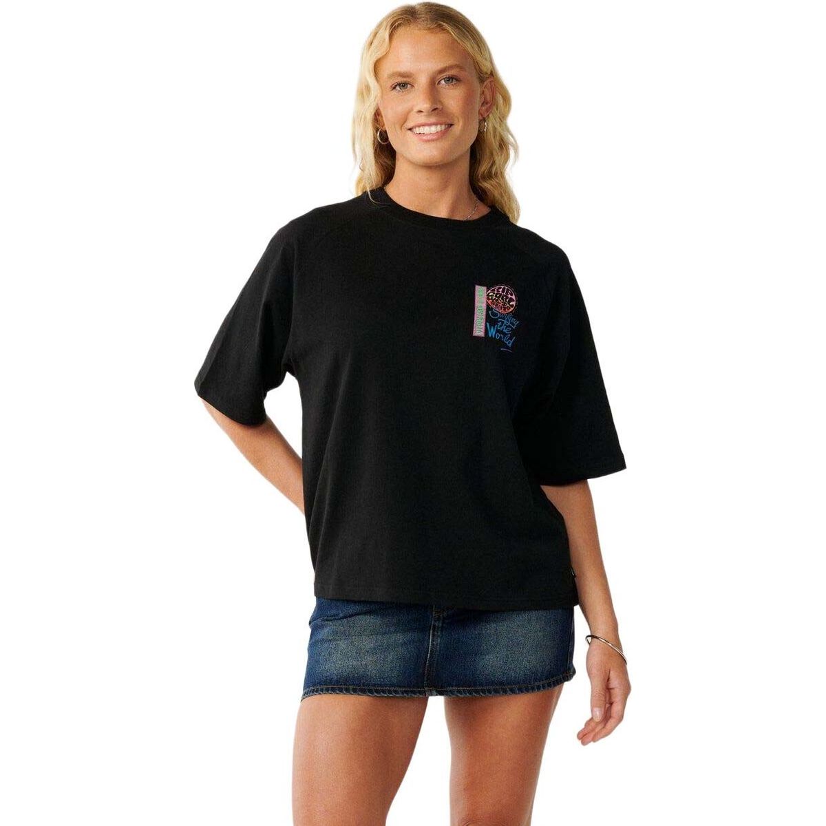 RipCurl Surf The World Boxy Tee black (0090) 2XS 0QMWTE-0090-2XS