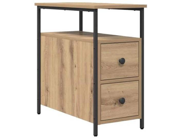 fsahslih Nachttisch Artisan Eiche 30x60x60 cm Beistelltisch Holzwerkstoff Kompakter Nachtschrank für das Schlafzimmer mit Schublade und Regalboden für Bücher und Alltagsdinge in Artisan-Eiche-Optik.