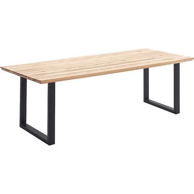 Esstisch MCA LIVING "Palais Esstisch", beige (naturfarben, schwarz, naturfarben), B:220cm H:77cm T:100cm, Zerreiche, durchgehende Lamelle, Tische, Esstisch, durchgehende Lamelle aufgedoppelt
