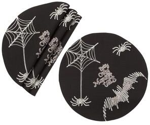 Xia Home Fashions Happy Halloween Double layer 16-Inch Placemats, Set of 4, Black