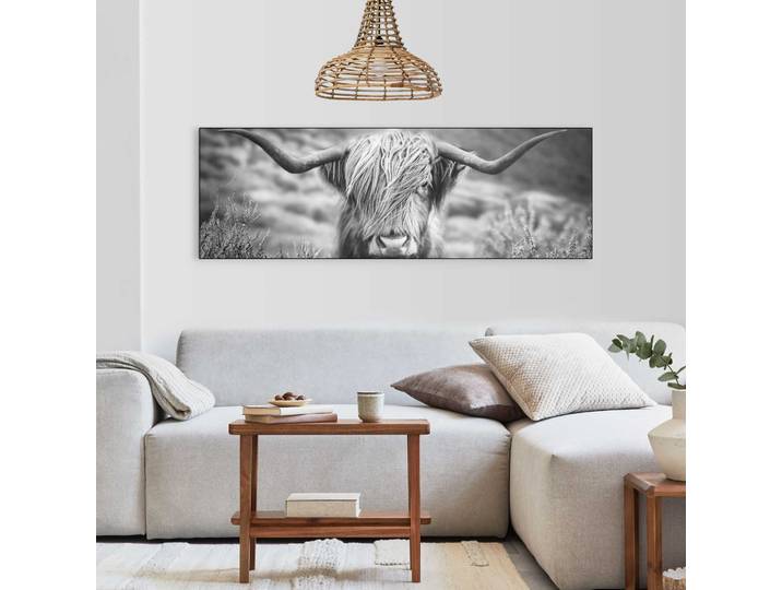 Wandbild REINDERS Highlander Bulle , schwarz (farbe bild(er): schwarz), B:156cm H:52cm T:3cm, MDF, Bilder, Wandbild