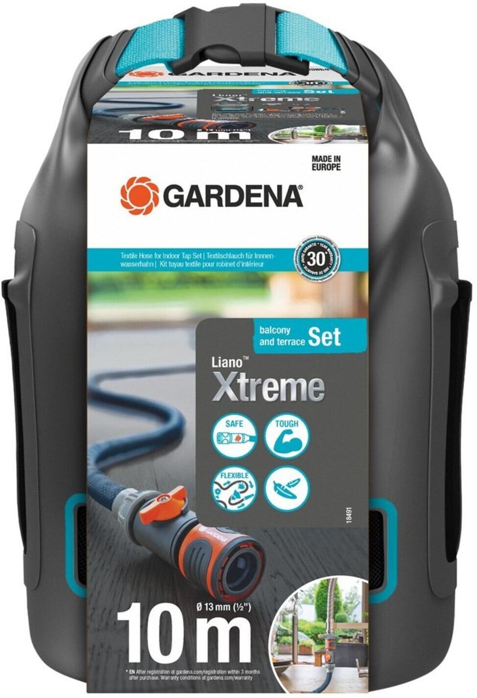 Gardena Textilschlauch Liano Xtreme Display 1/2" 10m Set inklusive Tasche (18491-90)