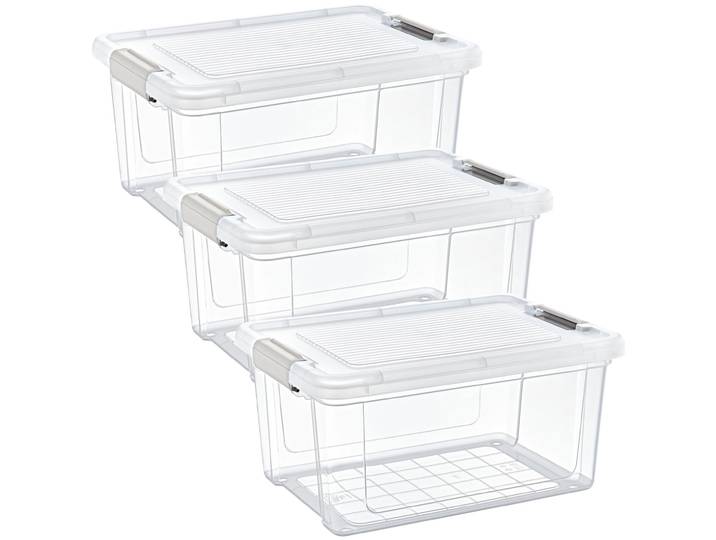 3er-Set Vorratsbox, 16 Liter , transparent