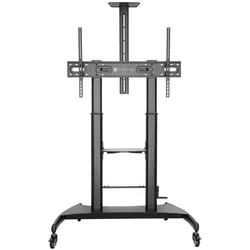 Techly TV Trolley für LCD LED TV 60"-100", mit Ablage (100 kg, 60" - 100"), TV Ständer, Schwarz