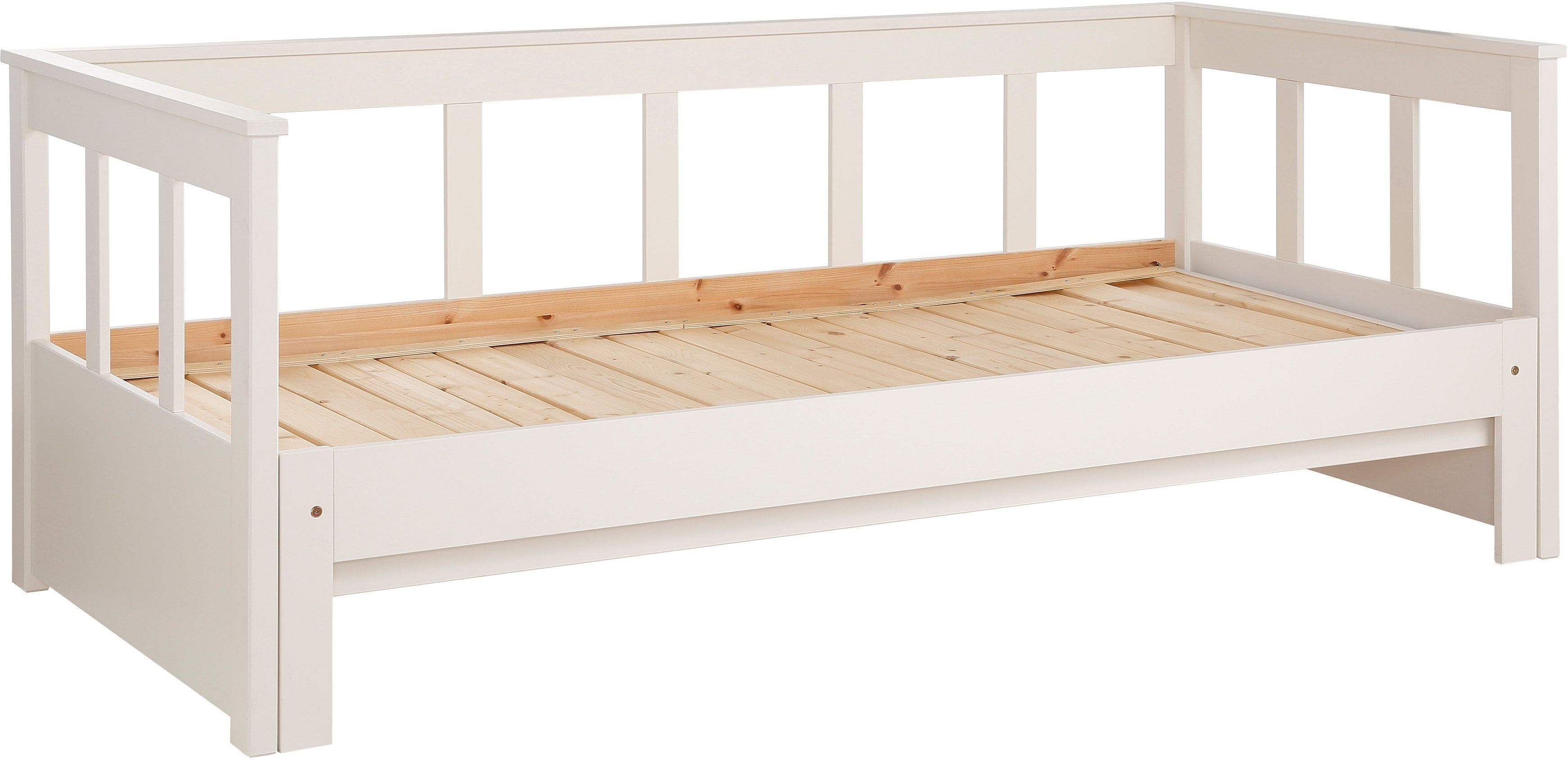 Daybett GOODPRODUCT "AIRA" Kinderbett, Gästebett, Skandi- Design, Schublade optional", weiss (weiß), kein Härtegrad, Daybetten, Daybett, mit ausziehbarer Liegefläche, ideal fürs Jugend- oder Gästezimmer weiß kein Härtegrad
