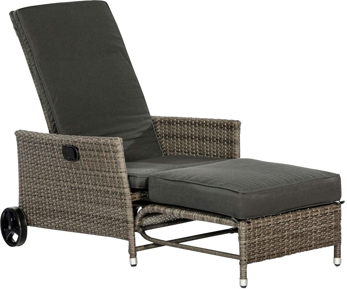 Gartensessel MERXX "Komfort Deckchair", grau, B:175cm H:105cm T:68cm, Obermaterial: 100% Polyester. Füllung: 100% Polyurethan, Sessel, Gartensessel, Stahl/Kunststoff, inkl. Auflagen