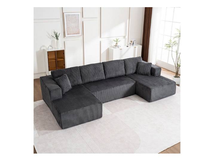 ANYSUN Sofa Modulares U-förmiges Sofa,Cord-Sofa,Ecksofa, U-Form Sofa mit Schlaffunktion, Cord-Schlafsofa mit tiefer Sitzfläche, Ecksofa für Wohnzimmer, Arbeitszimmer, Ferienwohnung, Ruheraum