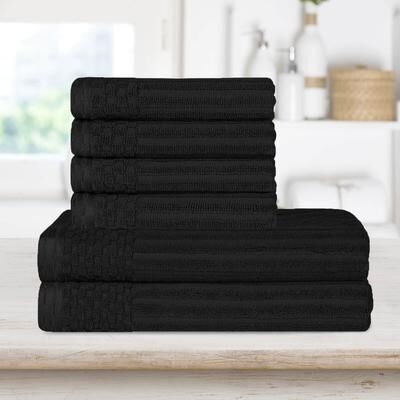 Superior Ribbed Cotton Absorbent Heavyweight Hand Towel and Bath Towel Set