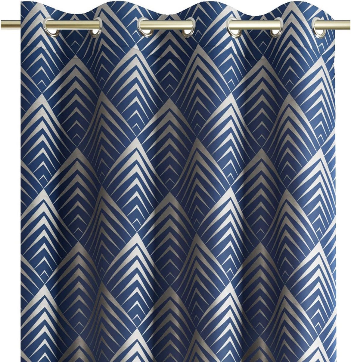 Donkerblauw Gordijn Piramides met Oogjes - 140 x 250 cm