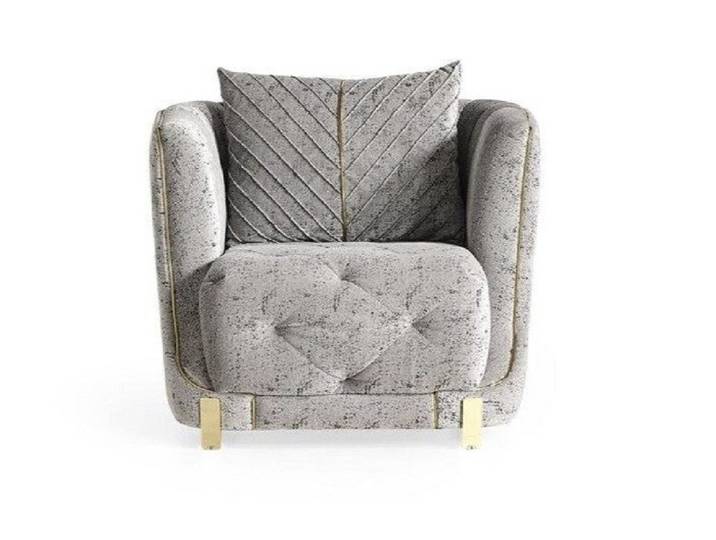Xlmoebel Loungesessel Designer Lounge Sessel von XLMOEBEL, graues Textil, Chesterfield-Look (1-St., Lounge Sessel), Made in Europa