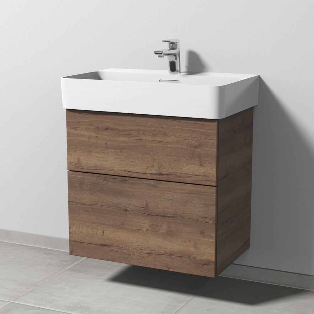 Sanipa 3way Waschtischunterbau zu Laufen VAL Waschtisch mit 2 Auszügen, Eiche-Tabak, SM82250 SM82250