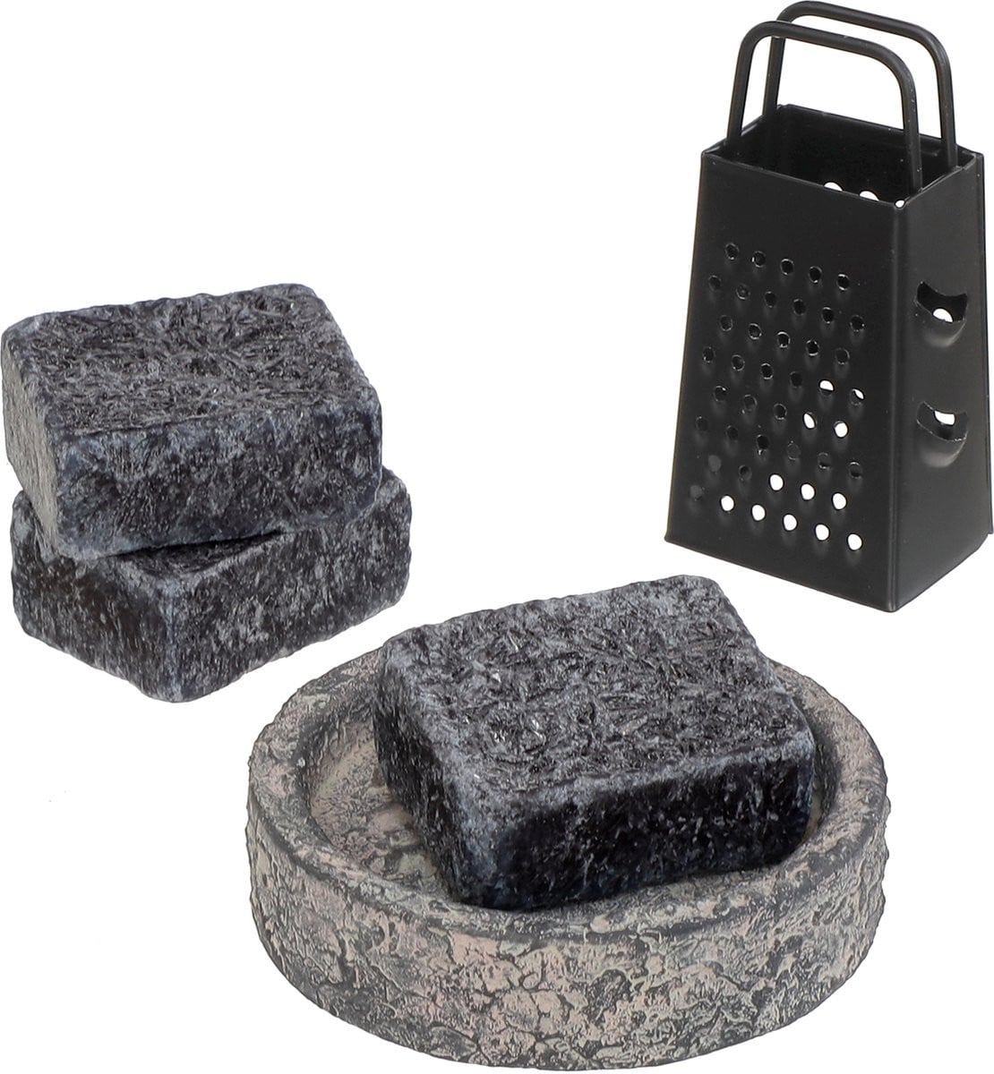 Comforder 3 Amberblokjes Black Musk - Geurblokjes Set met Schaaltje, Rasp en Geurzakje - Giftset