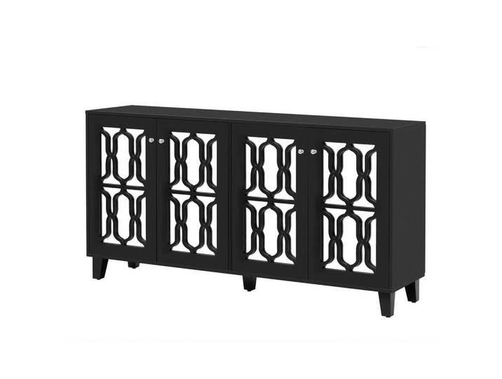 Modfu Kommode aus MDF 160x40x84cm in Schwarz mit Spiegeloberfläche, 160x84x40 cm, Kleinmöbel, Kommoden, Kommoden