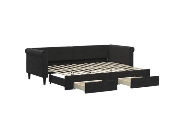 vidaXL Tagesbett Ausziehbar mit Schubladen Schwarz 80x200 cm Samt