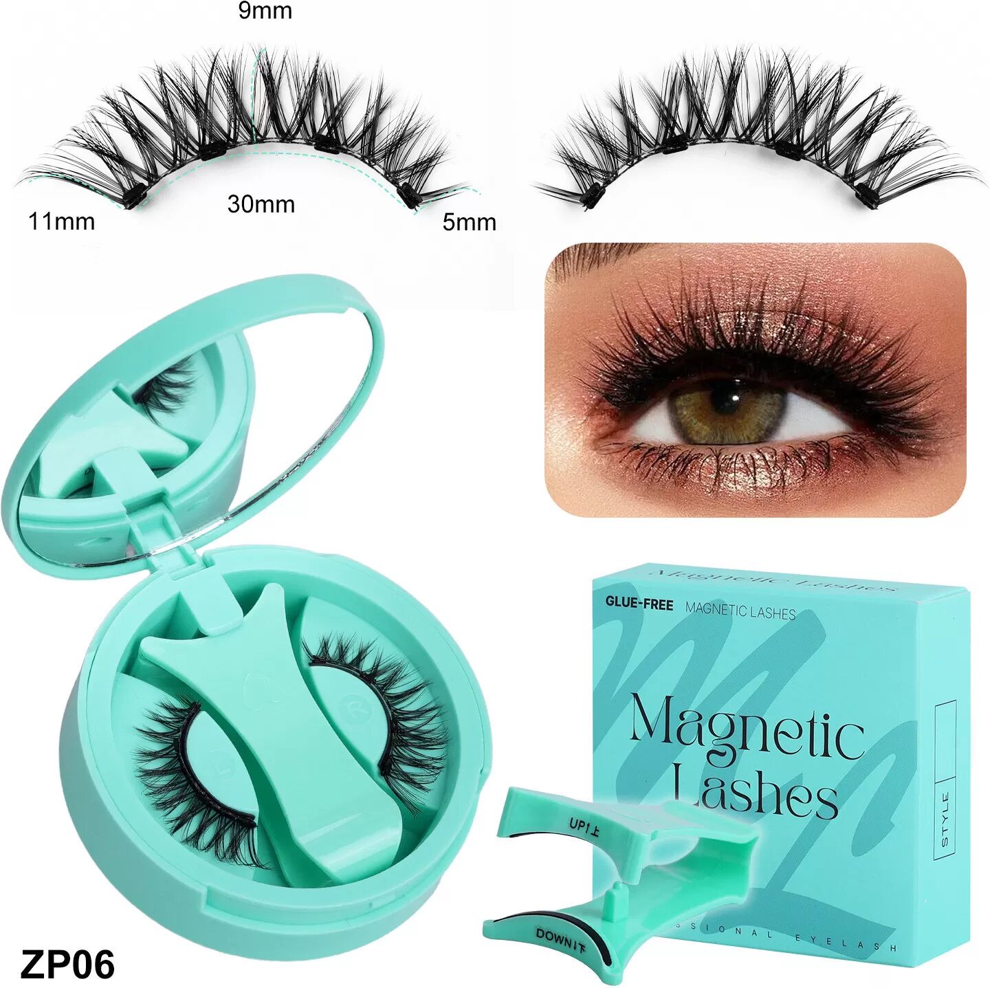 INF Magnetische Wimpern Mintgrün Kit - Schnelle & Einfache Schönheit