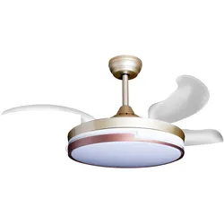 Deckenventilator mit Beleuchtung – goldfarbene Basis, modernes Design & LED-Licht, Ventilatorenmodel: Breezea