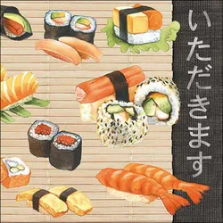 Ambiente 20 Servietten Papier 33x33cm 3-lagig - hochwertige Einweg Papierservietten Sushi Japan Asia Party Japanische Tischdeko Japanisches Essen Dinner Food
